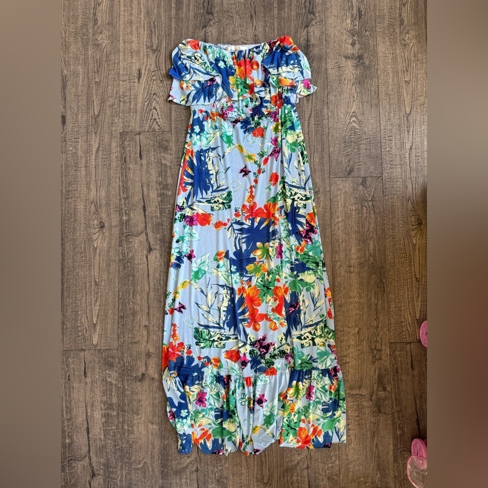 T-Bags Los Angeles Tropical Floral Boho Maxi Dress- Small